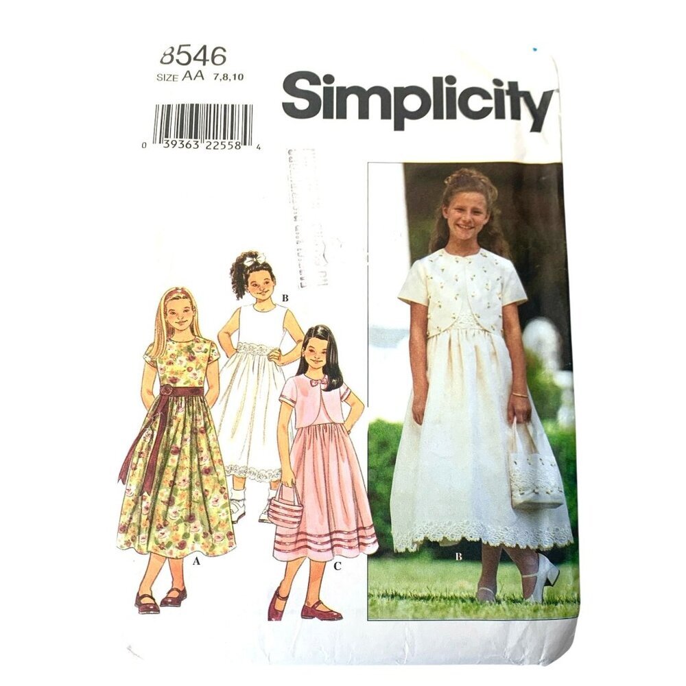 Simplicity 8546 Sewing Pattern Girl's Dress Jacket & Bag Party  UNCUT Size 5 6 6